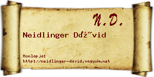 Neidlinger Dávid névjegykártya